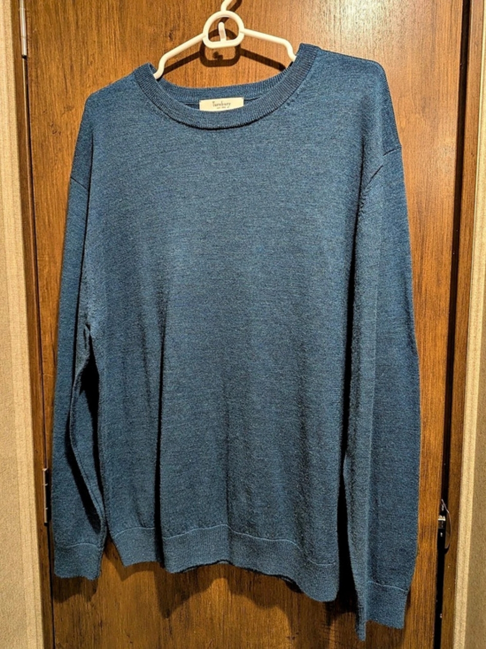Turnbury Extra Fine Merino Wool Crewneck Sweater Blue Sz L
